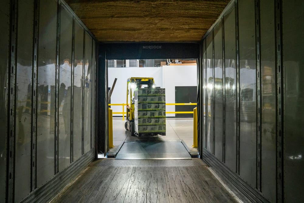 Pallet loaded into a refrigerated trailer